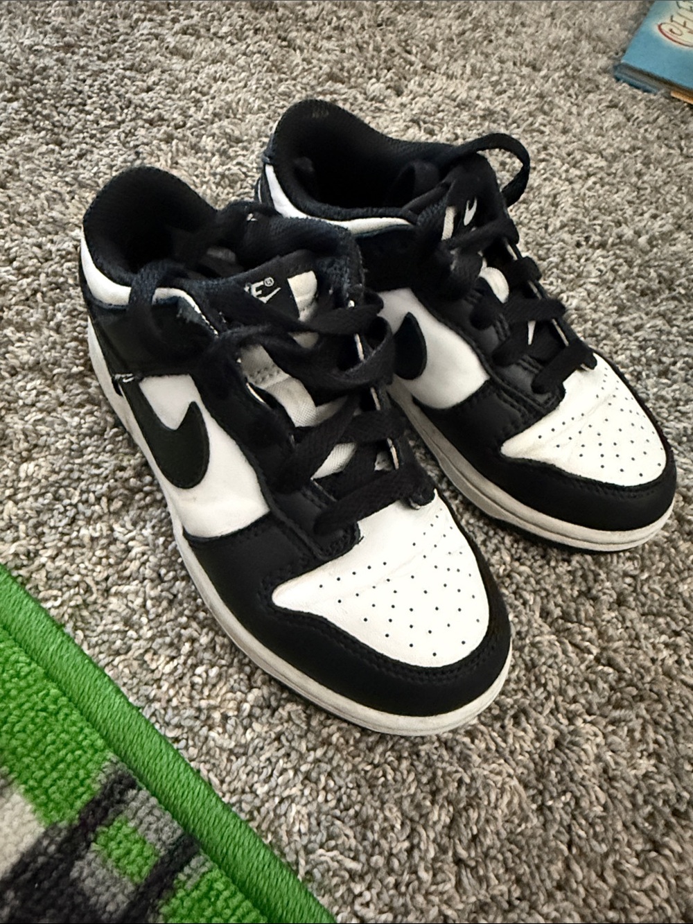 Nike Kids Black and White Low-Top Sneakers with Swoosh